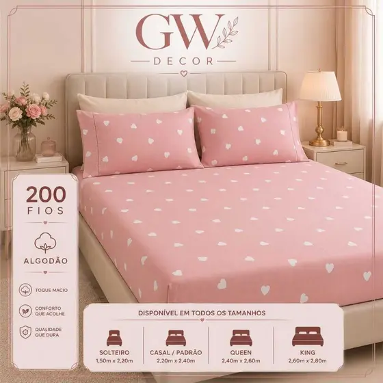 Kit Jogo de Cama 200 Fios Estampado Premium Solteiro Casal Queen King