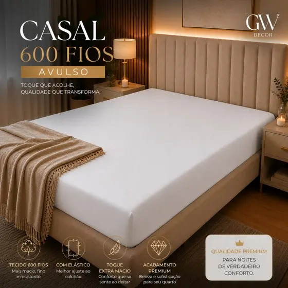 Lençol Padrão Avulso 600 Fios Toque Acetinado Super Conforto