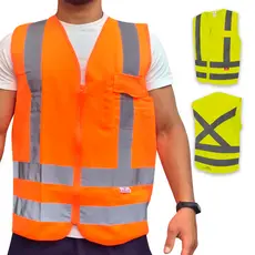 Colete Refletivo Amarelo/Laranja Fluorescente com 1 Bolso SteelFlex