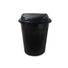 Cesto de Lixo 60L Com Tampa Basculante Preto Organizadora Plástico Resistente