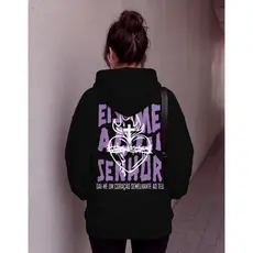 Moletom Canguru Eis me Aqui Senhor Religioso estiloso evangelho Moleton Blusa de Frio Cristão Fé