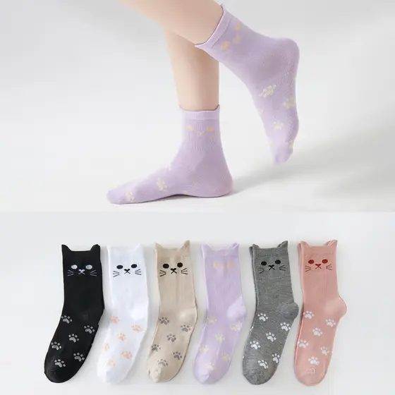 KITS COM 3-6-12 PARES DE MEIAS GATINHO COM ORELHAS DOS TAMANHOS 29 AO 35