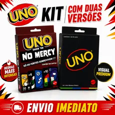 Kit 2 Jogos UNO No Mercy + UNO Minimalista Preto Jogo de Cartas Com Variações