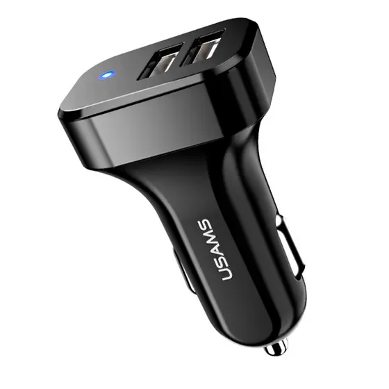 Carregador Veicular Usams Máx. 2.1A 2x Porta Usb A Preto