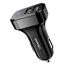 Carregador Veicular Usams Máx. 2.1A 2x Porta Usb A Preto
