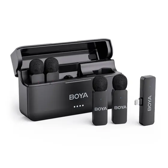 Microfone Sem Fio Boya BY-V4D Lightning Lapela p/ iOS Preto