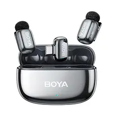 Microfone Lapela SemFio Boya Mini 2 USB-C IA-ANC Prata Lunar