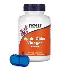 Vinagre de Maçã 450mg Now Foods 180 Veg Cáps Porta Cápsulas