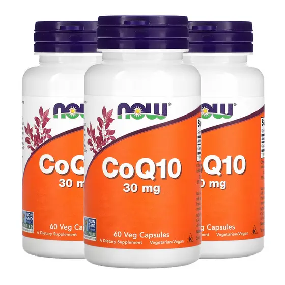 Kit 3x Coenzima CoQ10 30mg Now Foods 60 Veg Caps Importado/Made in Usa