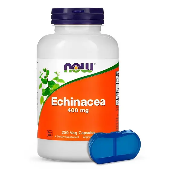 Equinácea 400mg Now Foods 250Cáps Importado + Porta Cápsulas