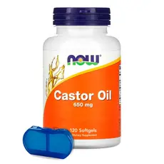 Óleo Rícino Castor 650mg Now Foods 120 Soft + Porta Cápsulas