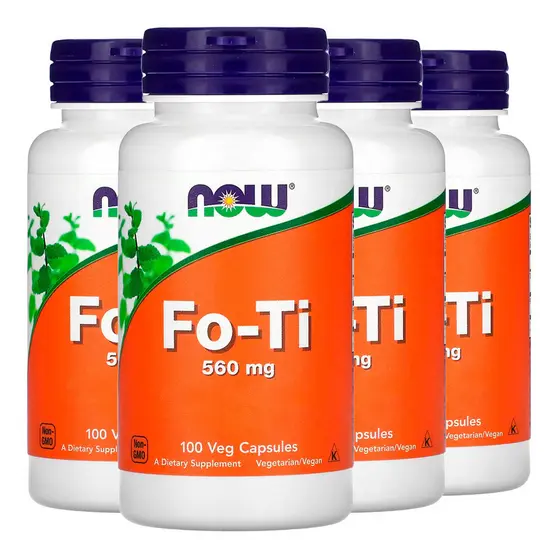 Kit 4x Fo-Ti 560mg (He Shou Wu) Now Foods 100Veg Caps Importado /Made in Usa