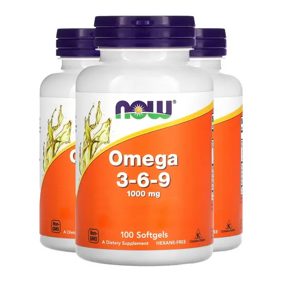 Kit 3x Ômega 3-6-9 1.000mg Now Foods 100 Caps Softgels /Made in Usa