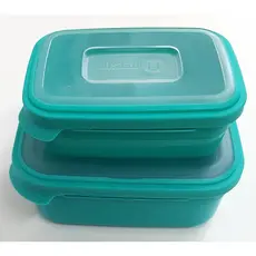 Conjunto 2 Potes Retangulares 500ml e 1000ml Verde Tipo Marmita Helsim