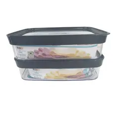 Conjunto 2 Potes Herméticos Porta Frios 1100ml cada Helsim Tampa Preta