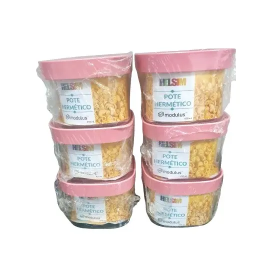 Conjunto 6 Potes Hermeticos para Alimentos 450ml Rosa