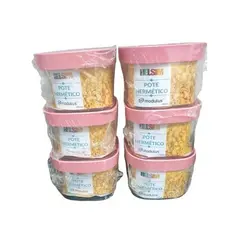 Conjunto 6 Potes Hermeticos para Alimentos 450ml Rosa