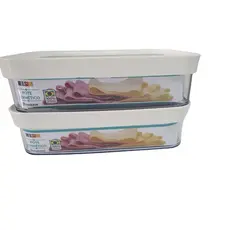 Conjunto 2 Potes Herméticos Porta Frios 1100ml cada Helsim Tampa Branca