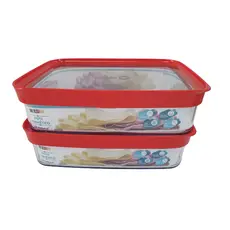 Conjunto 2 Potes Herméticos Porta Frios 1100ml cada Helsim Tampa Vermelha