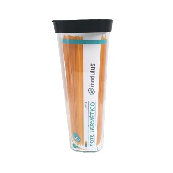 Pote Hermético Para Macarrão Alimentos e Mantimentos 2000ml Helsim Empalhável Com Tampa Preta