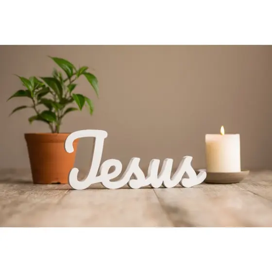 Escultura Jesus em Impressão 3D | Letreiro Decorativo Religioso | Arte Cristã Minimalista