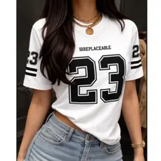 Camiseta Feminina Streetwear Oversized Algoão Esportiva Número 23 - Envio Imediato