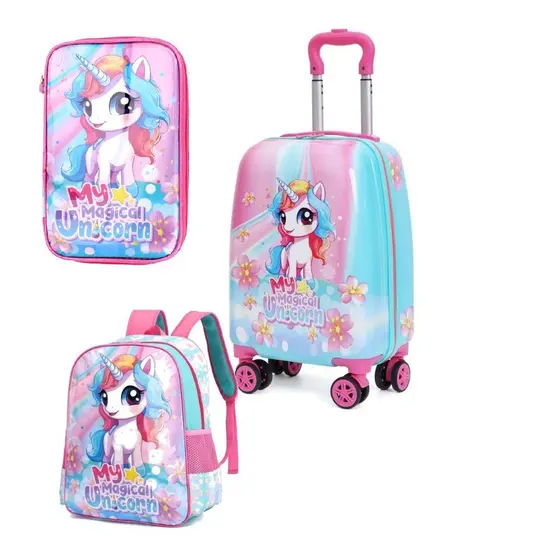 Kit mala mais mochila mochila de rodinhas Kit Mochila estojo e mala escolar