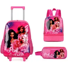 Kit Mochila de rodinhas mochila lancheira e estojo Mochila Termica Infantil escolar menino menina