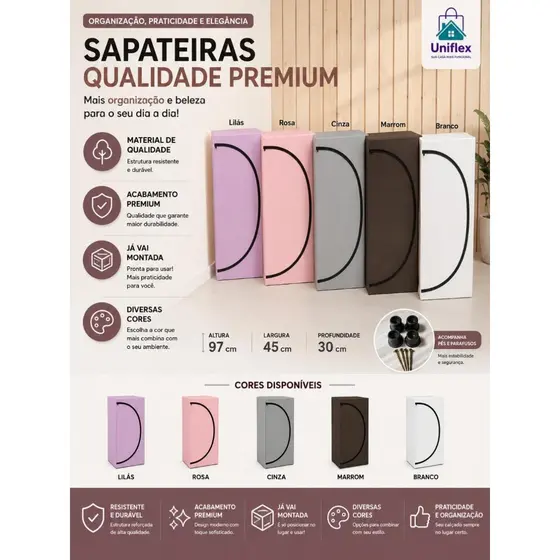 Sapateira Infantil / Adulto Corino Ziper, Envio em 24 Hs 4 Prateleiras | Organizador Sapatos Durável