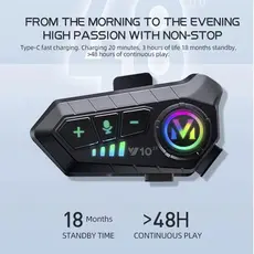 Headset Para Capacete Moto GL-V12 Bluetooth 5.4 Som HD Redução de Ruído Rádio FM