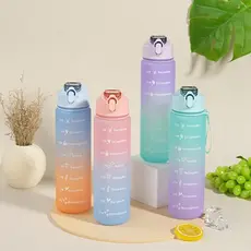Garrafa de Água 900ml Com Canudo Squeeze Fitness Colorida Com Frases