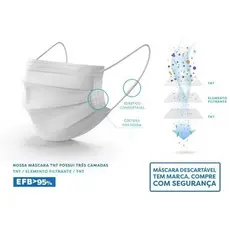 Máscara Descartável 3 Camadas com Filtro Clipe Nasal e Elástico Confortável