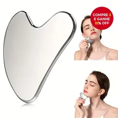 Placa Gua Sha Aço Inoxidável Massageador Facial Natural Lifting Contorno Facial