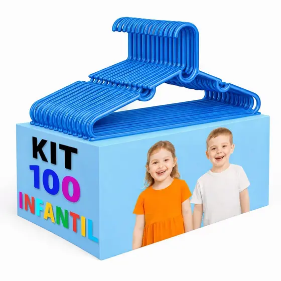 Kit 100 cabides acrílico infantil azul preço de atacado direto da fábrica organizador
