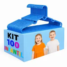 Kit 100 cabides acrílico infantil azul preço de atacado direto da fábrica organizador