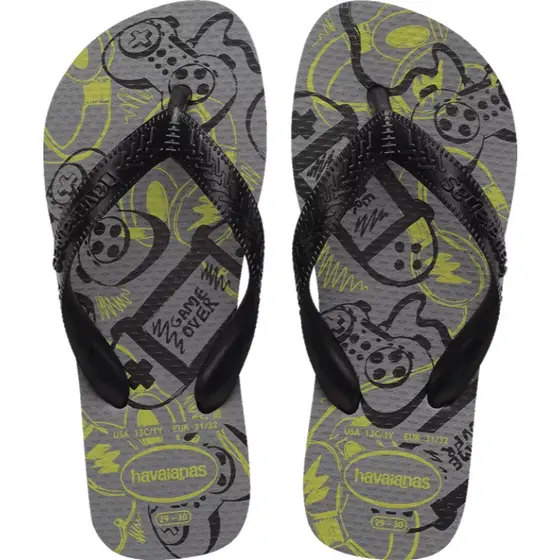 Chinelo Sandália Havaianas Kids  Athletic Original Cinza e Preto Videogame