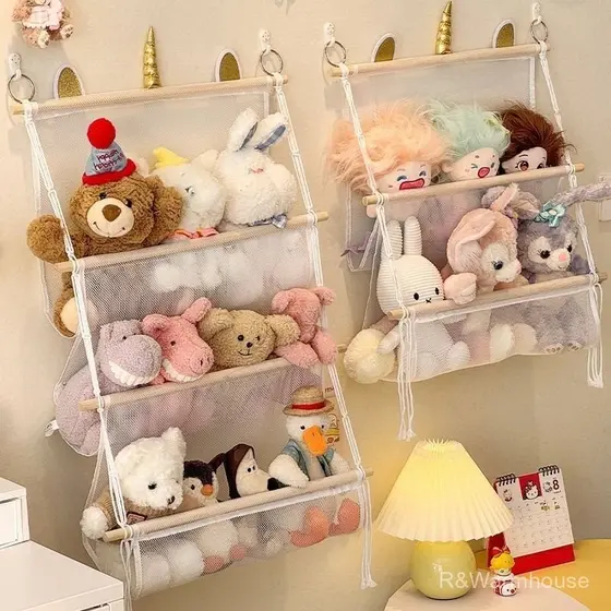Suporte para Pelúcias Unicórnio, Decoração para Quarto de Criança, Bolsa para Organizar a Parede