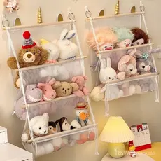 Suporte para Pelúcias Unicórnio, Decoração para Quarto de Criança, Bolsa para Organizar a Parede