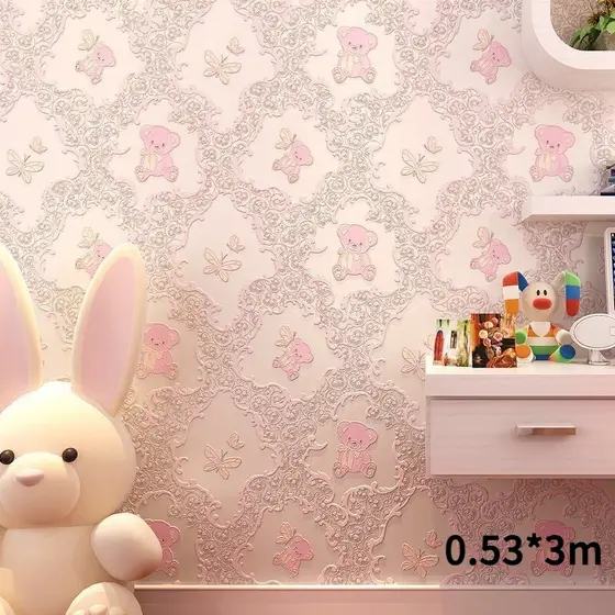 Papel de parede 3D para quarto infantil, dormitório, quarto, cozinha, desenho animado, autoadesivo, não tecido