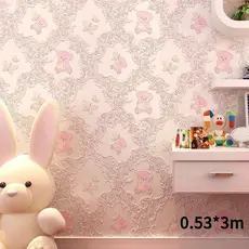 Papel de parede 3D para quarto infantil, dormitório, quarto, cozinha, desenho animado, autoadesivo, não tecido