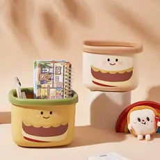 Caixa de armazenamento de mesa de urso de morango Mini lata de lixo fofa Caixa de armazenamento de artigos diversos