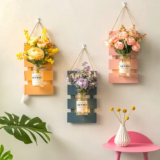 Decoração de parede pendurado simulação flor quarto sala estar decoração menina presente aniversário temporada escolar
