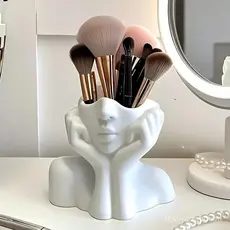 Tubo de armazenamento com design artístico de corpo humano, organizador multifuncional de pincéis de maquiagem para mesa