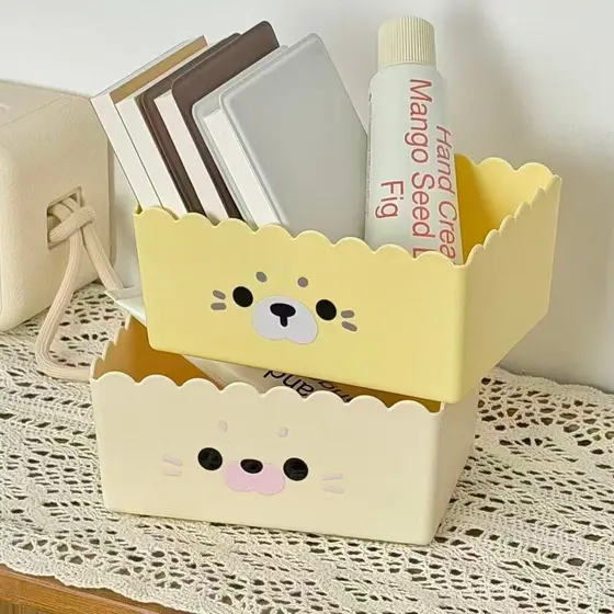 Caixa de armazenamento de mesa fofa, organizador de cosméticos e artigos de papelaria, organizador de itens diversos e l