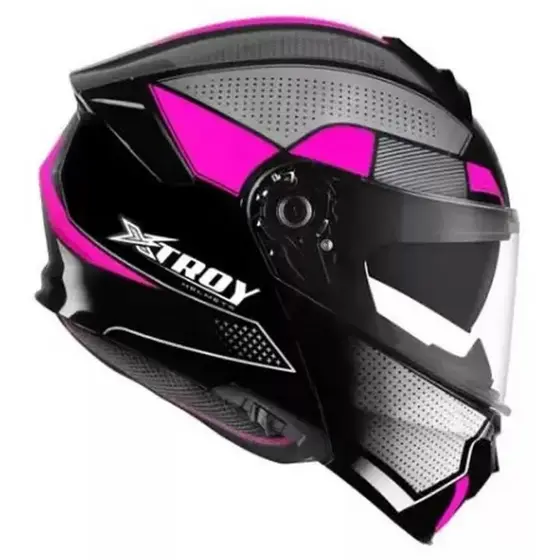Capacete Xtroy SV RMC Preto/Rosa Fosco com Viseira Solar