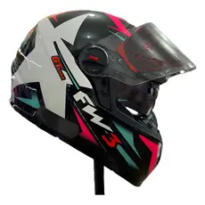 Capacete 2025 fechado Fw3 Gtx Star Tifany Rosa Com Oculos Interno