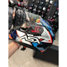 Capacete ASX Eagle SV Fast Preto/Azul/Vermelho com óculos interno (viseira solar fumê)