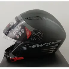 Capacete Aberto Fw3 X-open Up Limit Preto Fosco Com Óculos Interno (Viseira Solar)