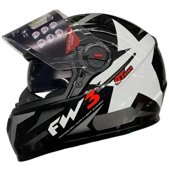 Capacete fechado Fw3 Gtx Start Preto Brilhante / Grafite / Prata Com Óculos interno