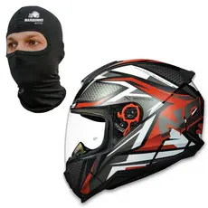 Capacete Norisk Ff802 Razor Sharp Preto/vermelho + Touca Ninja Balaclava